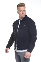 Men's Blue Age button down denim jacket in dark color with a classic design and fitted style