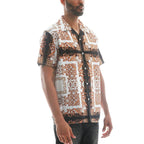 Men's button down shirt business casual in stylish printed fabric