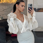 Women's cream button down shirt business casual, lightweight and stylish