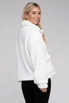 Ambiance Apparel Button-Front Sherpa Coat in White for Women with a Cozy and Stylish Fit