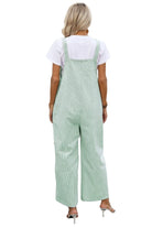 Back view of a mint green button trim casual jumpsuit from VacationGrabs, perfect for relaxed outings