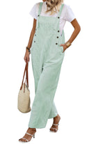 VacationGrabs button trim casual jumpsuit in mint green with wide legs and stylish pockets