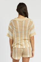 Women's Shirts Button Up Striped Crochet Top