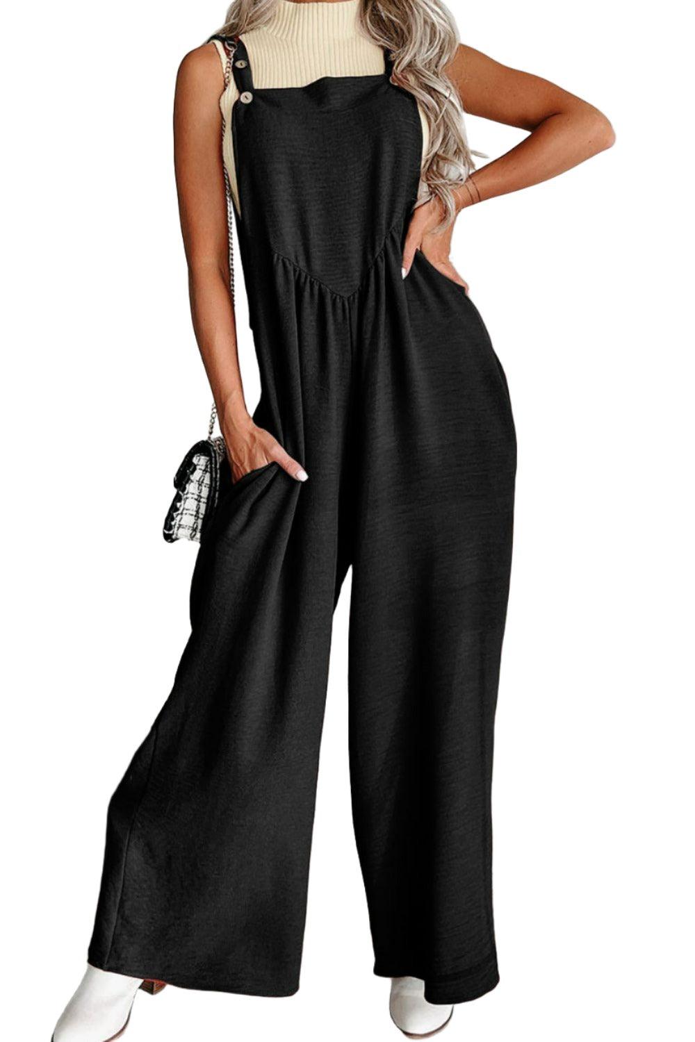 Jumpsuits & Rompers Buttoned Wide Leg Overalls
