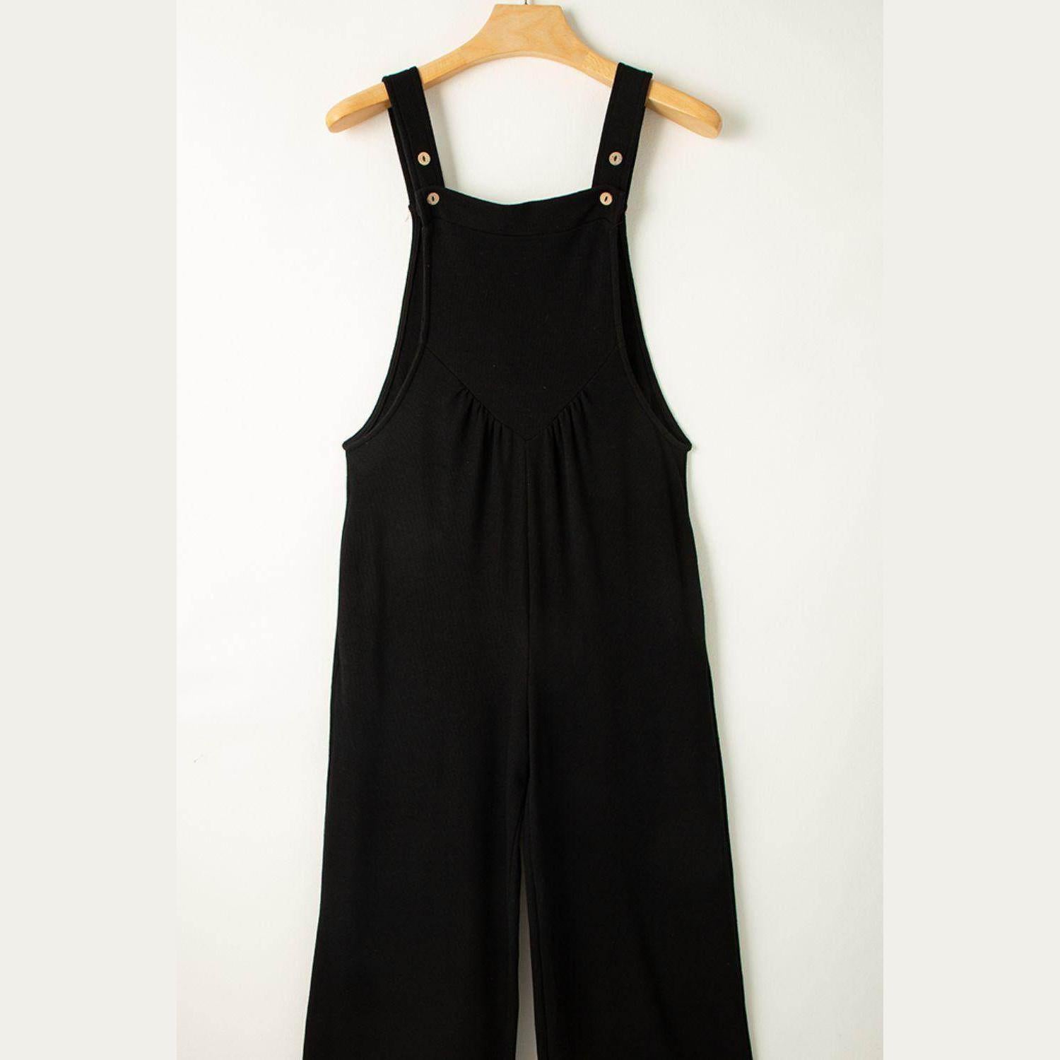 Buttoned Wide Leg Overalls - VacationGrabs
