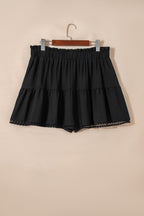 Plus Size Boho Frilled Elastic Waist Shorts