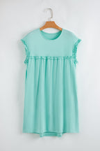 Solid Frilled Trim Short Sleeve Mini Dress