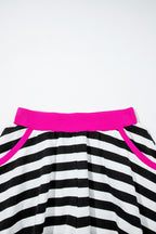 Stripe Contrast Ribbed Top and Shorts Set