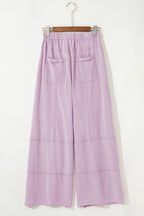 Mineral Wash Reverse Seam Drawstring Elastic Waist Pants