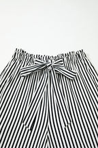 Stripe Tied High Waist Straight Leg Pants