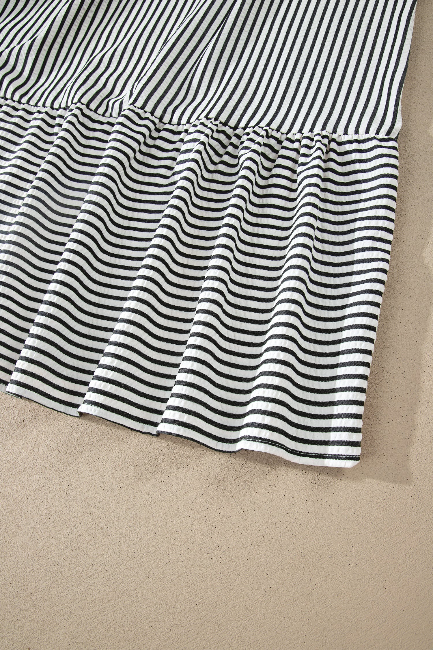 Plus Size Stripe Flutter Sleeve V-Neck Maxi Dress