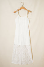 Floral Lace Tie Spaghetti Straps Maxi Dress
