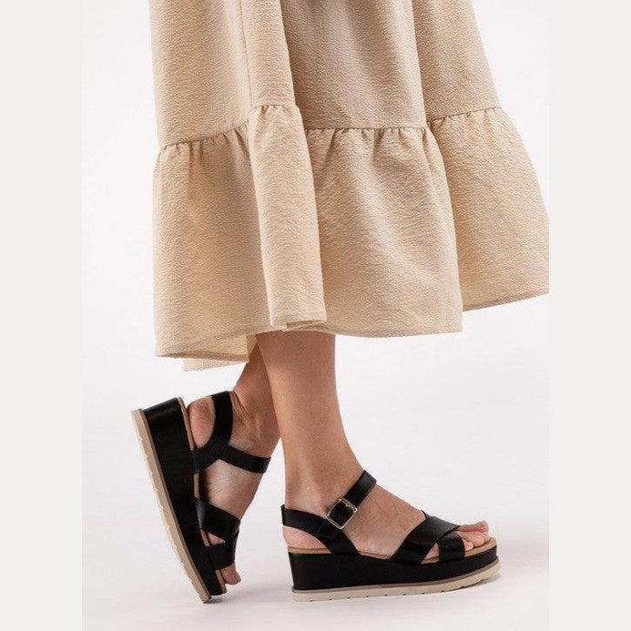 Cross Strap Wedge Sandals - VacationGrabs