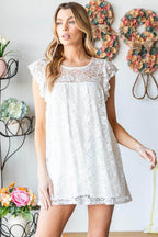Heimish Full Size Round Neck Cap Sleeve Lace Top - VacationGrabs