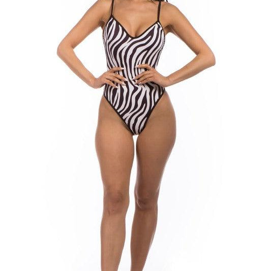 Women's Swimwear One-Piece Zebra Print Bathing Suit