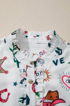 Western Flutter Sleeve Button-Down Mini Dress