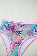 Ensemble de bikini taille haute léopard à bordure fantaisie