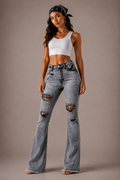 Storm Bell Bottom Jean in Charcoal Grey