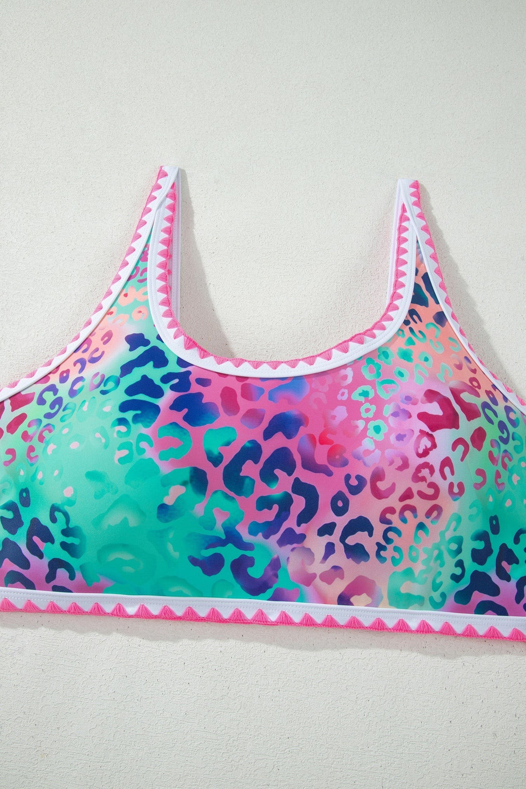 Ensemble de bikini taille haute léopard à bordure fantaisie