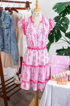 Floral Ruffle Tiered Sleeveless Mini Dress