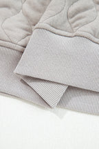 Gray Quilted Quarter Zip Plus Size Hoodie