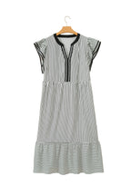 Plus Size Stripe Flutter Sleeve V-Neck Maxi Dress