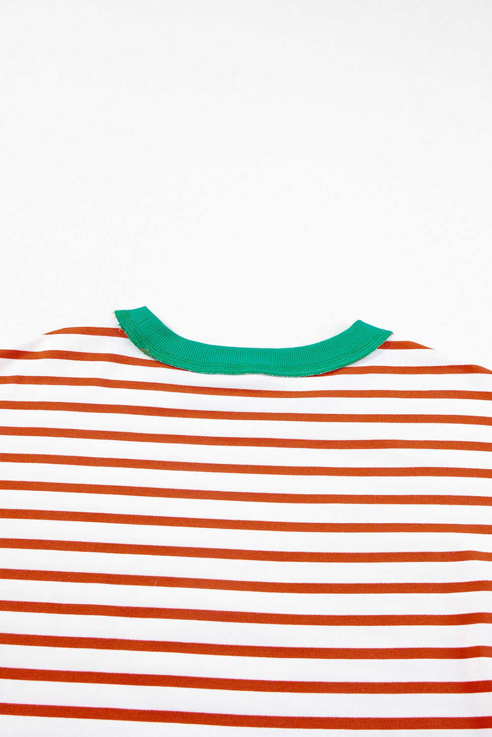 Women's Shirts - T-ShirtsOrange Stripe Oversized Contrast Trim Exposed Seam High Low - VacationGrabs