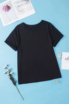 Plus Size Solid Rolled Short Sleeve T-Shirt
