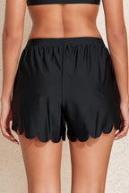 Scalloped Trim High Waist Beach Shorts