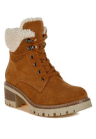 Women's Shoes - BootsMadoka Fur Collar Chunky Ankle Boots - VacationGrabs