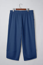 Plus Size Solid Asymmetrical Hem Capris Pants