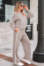 Varsity Stripe Crewneck Pullover & Sweatpants Set