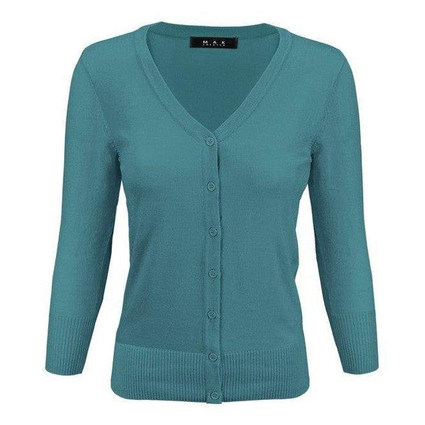 V-Neck Button Down Knit Cardigan Sweater - VacationGrabs