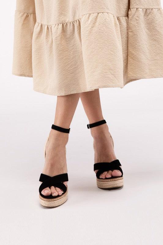 Women's Shoes - Sandals Ankle Strap Espadrille Platform Wedge Sandals