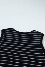 Stripe Drawstring Waist Pocketed Mini Dress