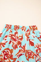 Boho Floral Side Slit Tiered Maxi Skirt