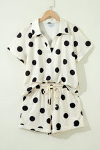 Polka Dot V-Neck Tee & Drawstring Shorts Set