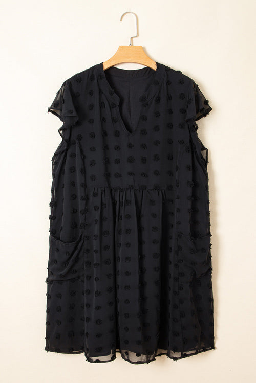 Lilith Plus Size Dotty Textured Ruffled Dress