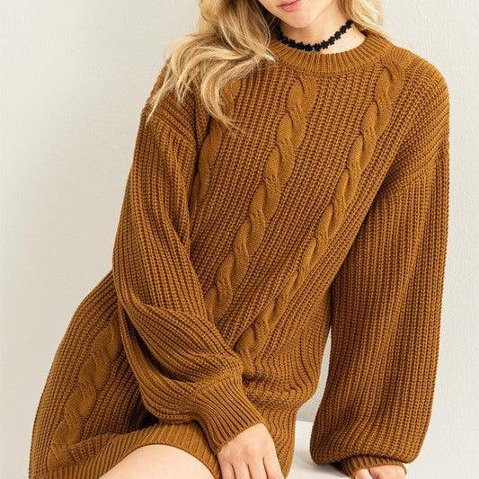 Women's Dresses Cable-Knit Ribbed Mini Sweater Dress