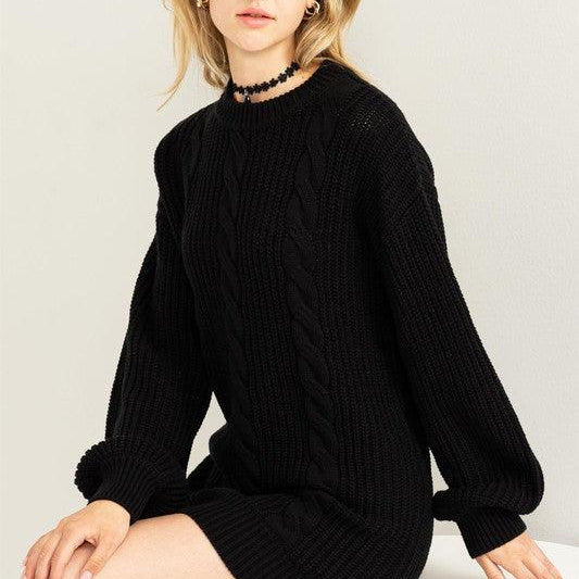 Women's Dresses Cable-Knit Ribbed Mini Sweater Dress