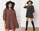Abstract Polka Dot Bishop Sleeve Mini Dress - VacationGrabs