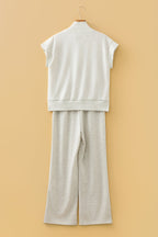 Solid Half Zip Polo Tee and Pants Set