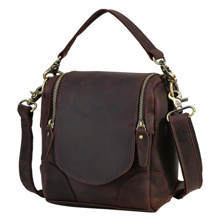 Brown leather camera leather bag for photography enthusiasts