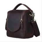 Brown leather camera leather bag for photographers on the go