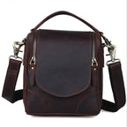 Brown leather camera bag with adjustable strap for photography