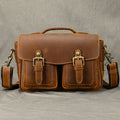 Camera leather bag in brown, perfect for photography enthusiasts