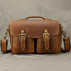 Camera leather bag in brown, perfect for photography enthusiasts