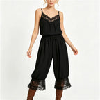 Women's black cami with lace, perfect for casual outings or parties