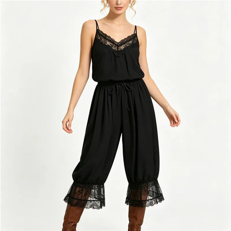 Women's black cami with lace trim, perfect for stylish casual wear