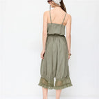 Women's olive green cami with lace for casual summer outings